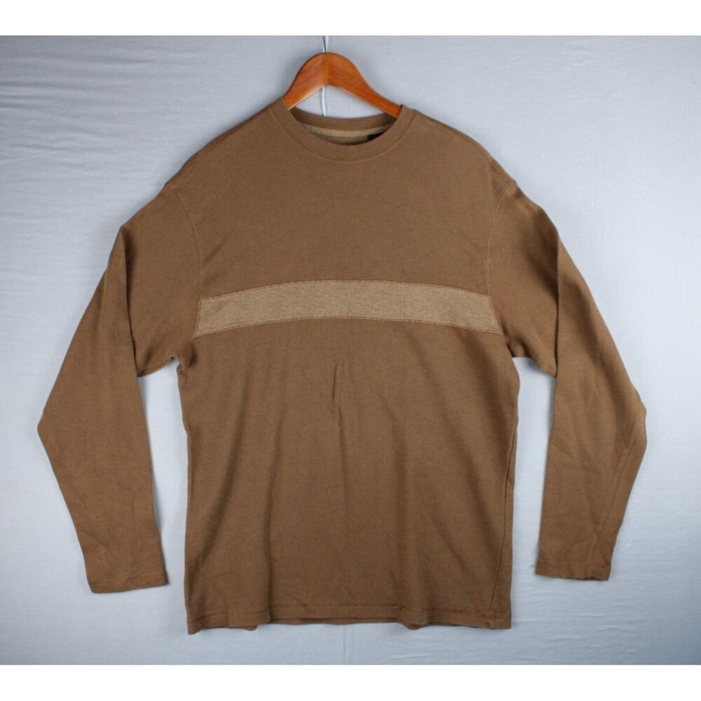 Roundtree & Yorke Sweater Men Medium Long Sleeve Shirt Pull Over Brown Crew Neck